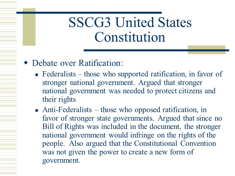 The constitutional debate over state vs
